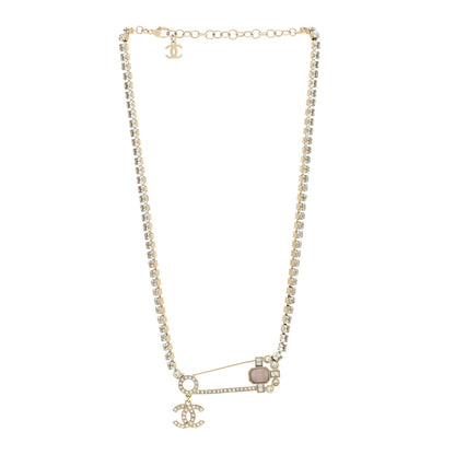 Chanel Crystal Pin Necklace Gold Pink 3 of 4