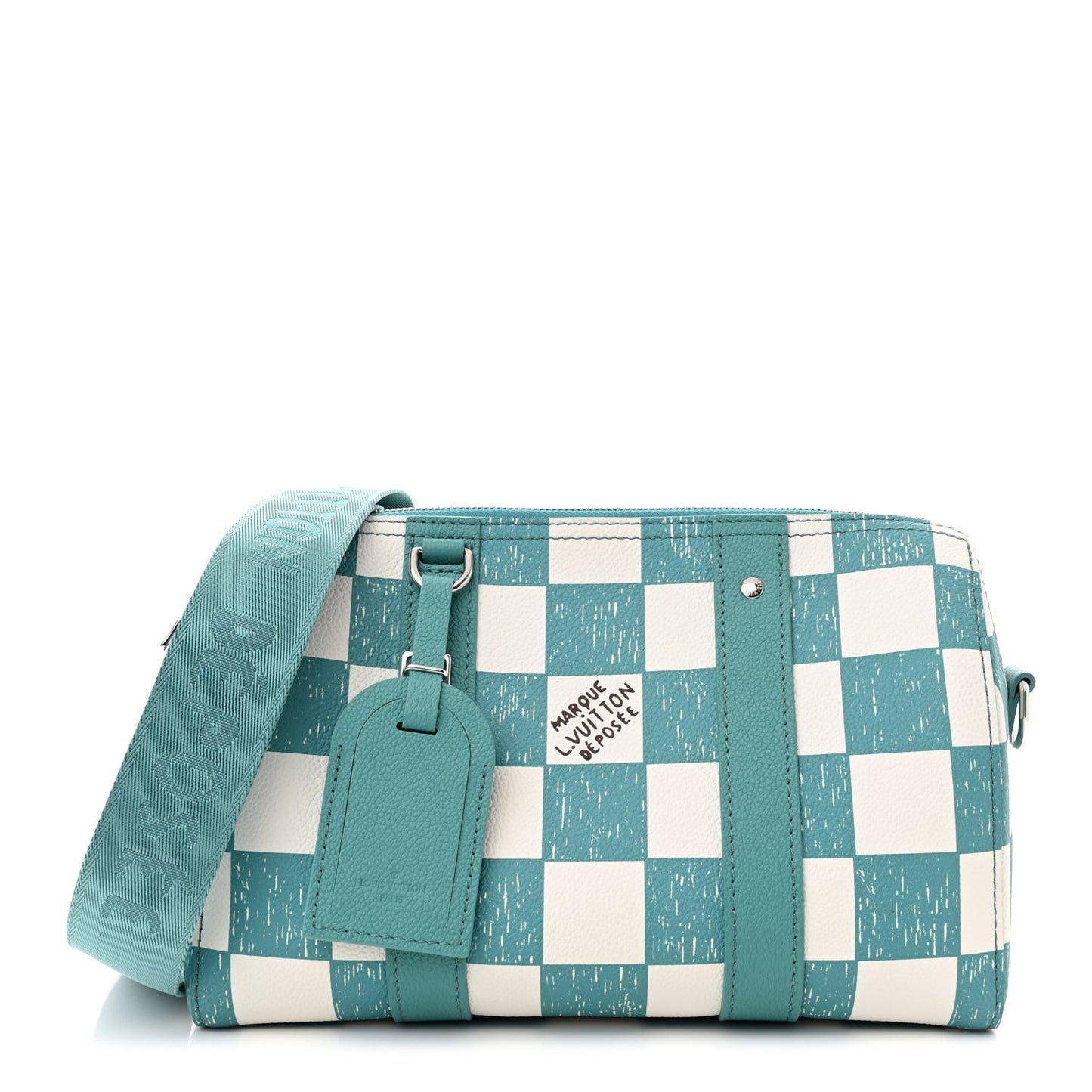 Calfskin Damier City Keepall Teal