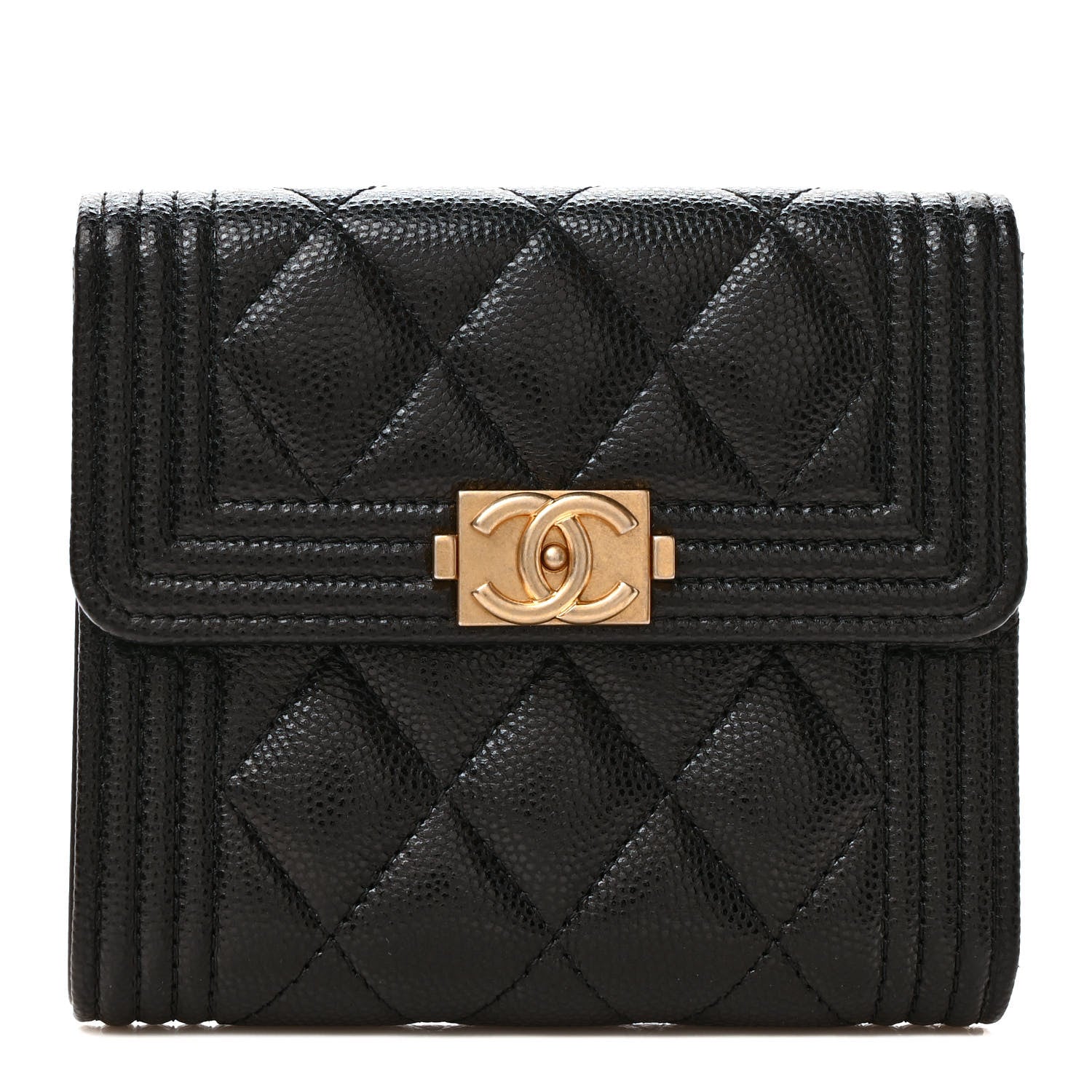 Chanel Caviar Quilted Compact Boy Wallet Black 1 of 6