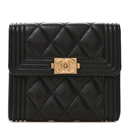 Chanel Caviar Quilted Compact Boy Wallet Black 1 of 6