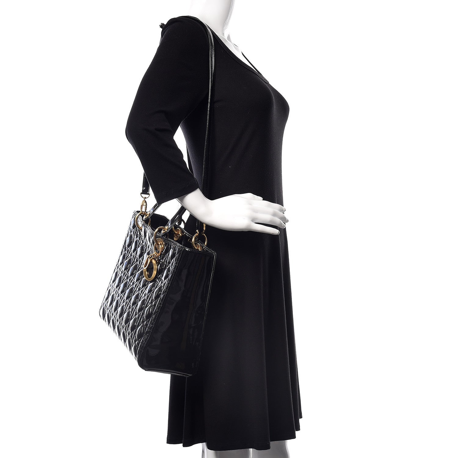 Christian Dior Patent Cannage Large Lady Dior Black 2 of 14