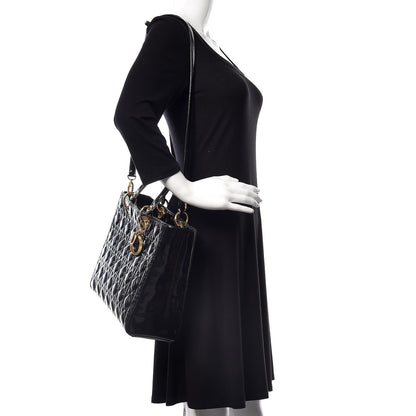 Christian Dior Patent Cannage Large Lady Dior Black 2 of 14
