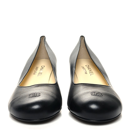 Chanel Lambskin Cap Toe CC Pumps 39 Black 2 of 7