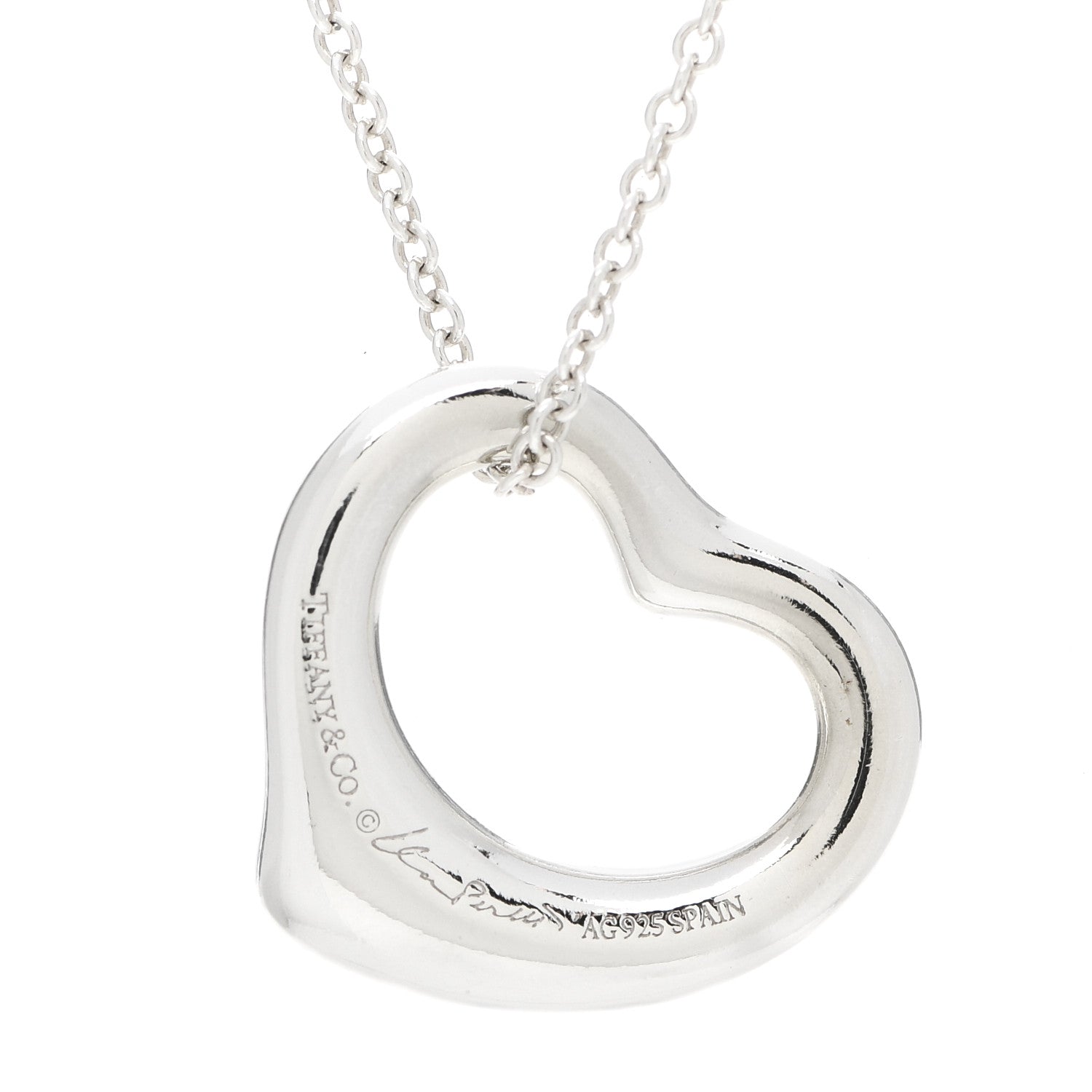 Tiffany Sterling Silver 16mm Elsa Peretti Open Heart Pendant Necklace 4 of 4