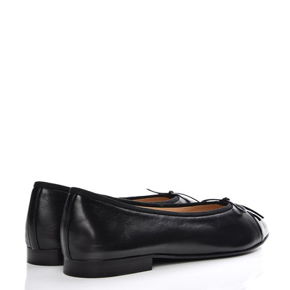 Chanel Lambskin Patent Cap Toe Ballerina Flats 41 Black 4 of 8