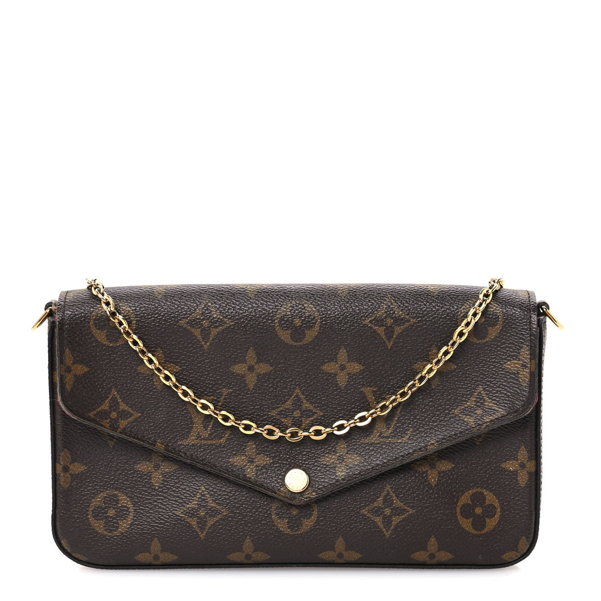 Louis Vuitton Monogram Pochette Felicie Chain Wallet Fuchsia 1 of 12