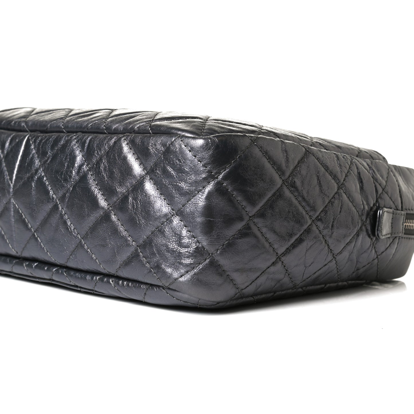 Metallic Aged Calfskin Quilted Large Reissue Camera Case Silver