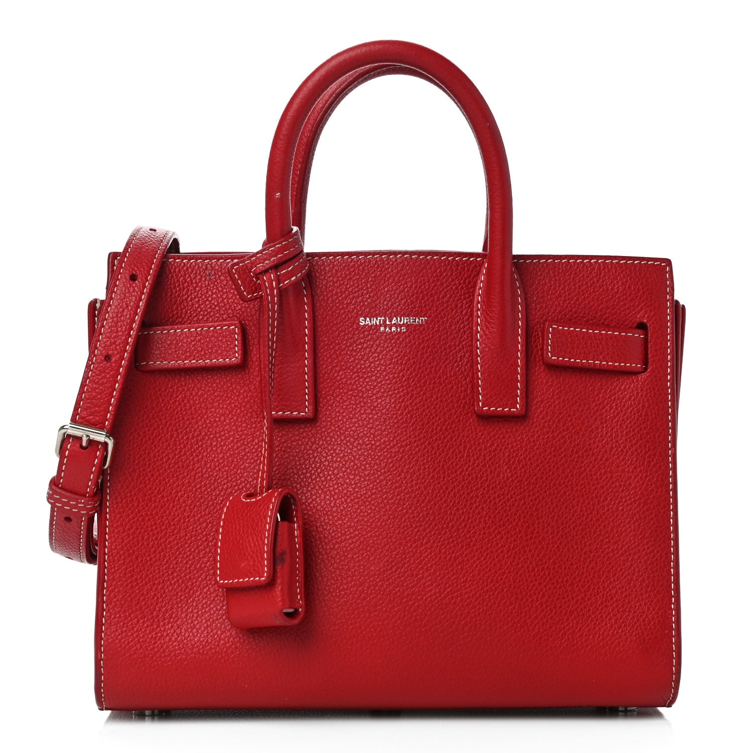 Saint Laurent Grained Calfskin Nano Sac De Jour Lipstick Red 1 of 15