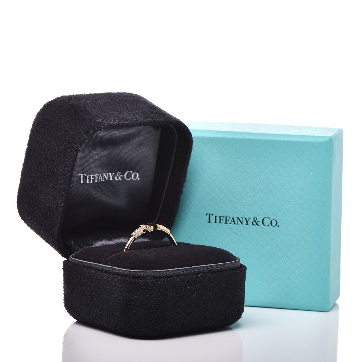 Tiffany 18K Rose Gold Diamond T Wire Ring 60 9.25 6 of 6
