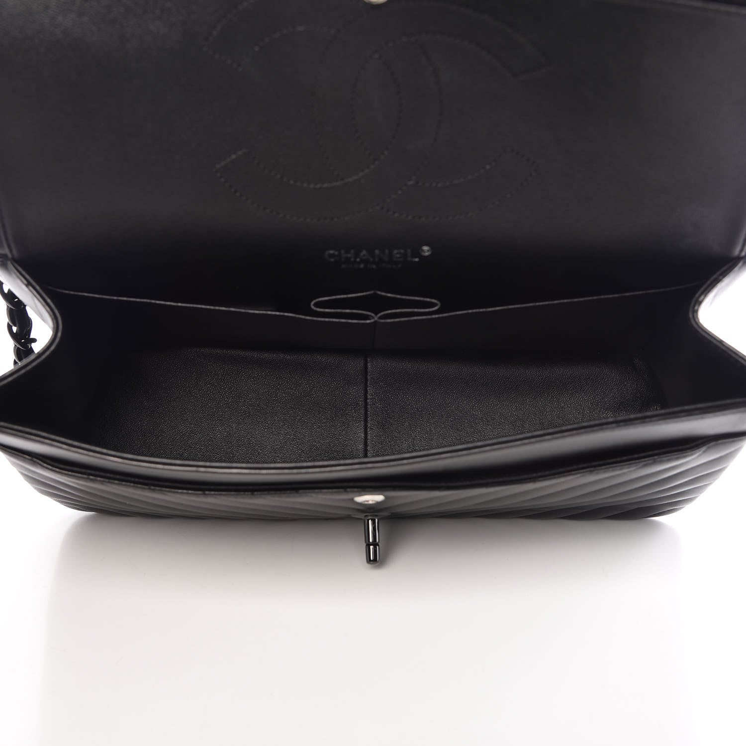 Chanel Lambskin Chevron Quilted Jumbo Double Flap So Black 5 of 10