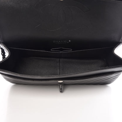 Chanel Lambskin Chevron Quilted Jumbo Double Flap So Black 5 of 10