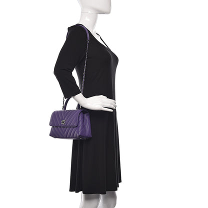 Chanel Caviar Chevron Quilted Mini Coco Handle Flap Purple 2 of 11