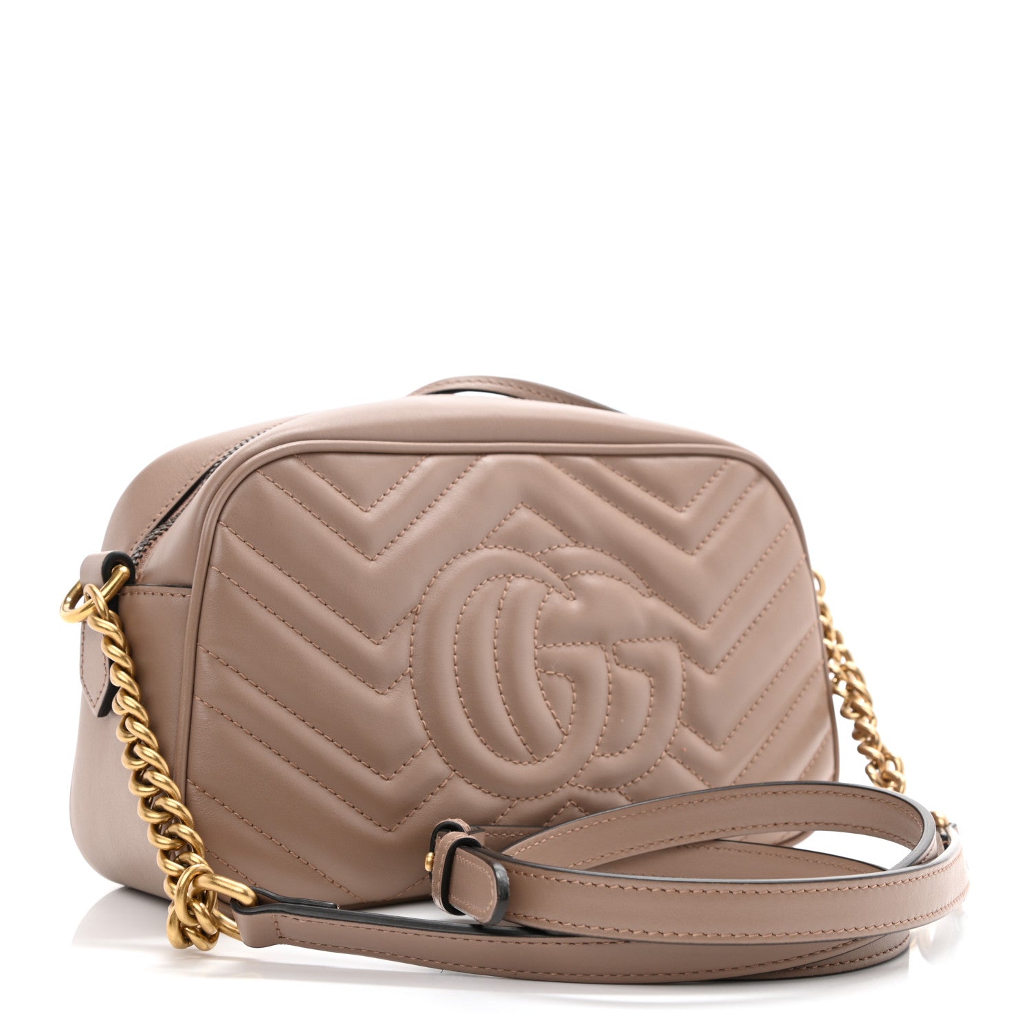 Gucci Calfskin Matelasse Small GG Marmont Chain Shoulder Bag Porcelain Rose 3 of 9