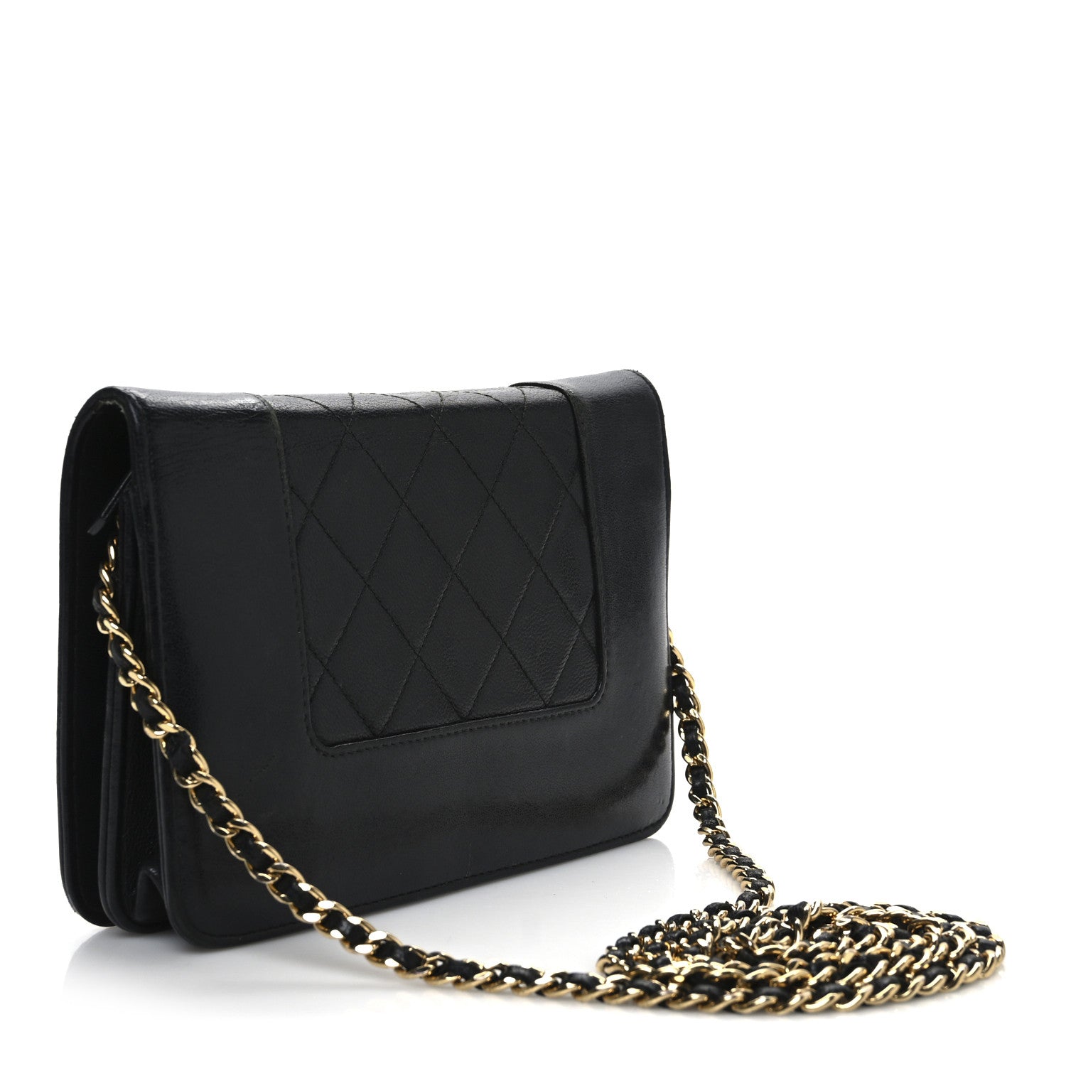 Chanel Sheepskin Quilted Mini Vintage Mademoiselle Wallet On Chain WOC Black 3 of 14