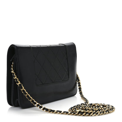 Chanel Sheepskin Quilted Mini Vintage Mademoiselle Wallet On Chain WOC Black 3 of 14