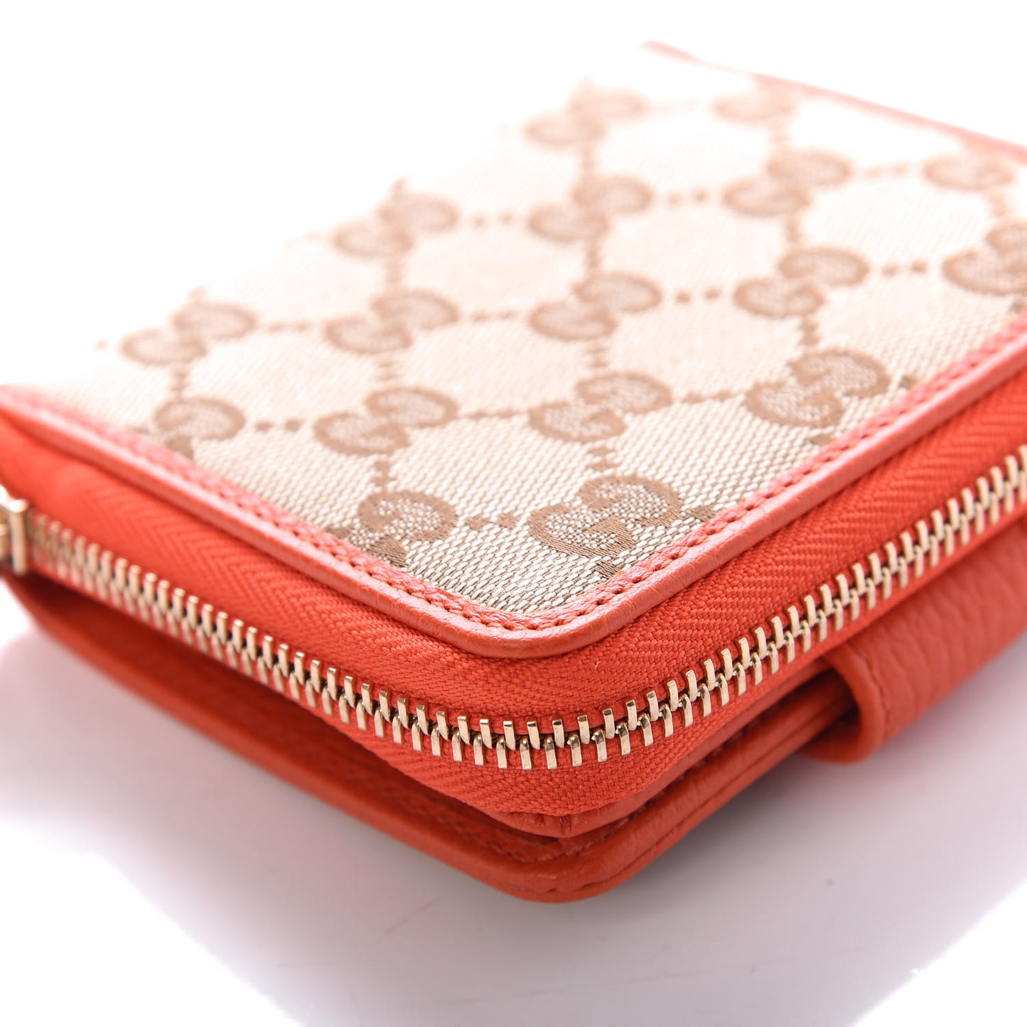 Monogram Dollar Calfskin Zip Around French Flap Wallet Beige Ebony Sun Orange
