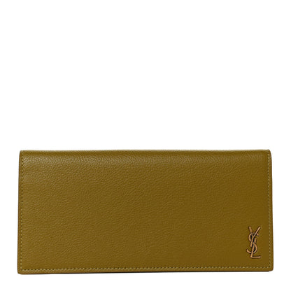 Saint Laurent Grained Calfskin Foldover Monogram Wallet Olive 1 of 10