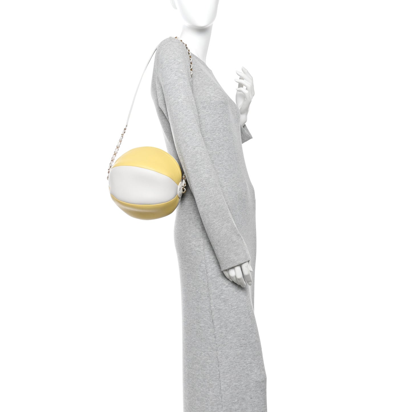 Calfskin Coco Beach Ball Bag White Yellow