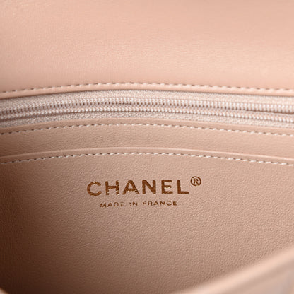 Chanel Lambskin Quilted Mini Top Handle Rectangular Flap Beige 6 of 10