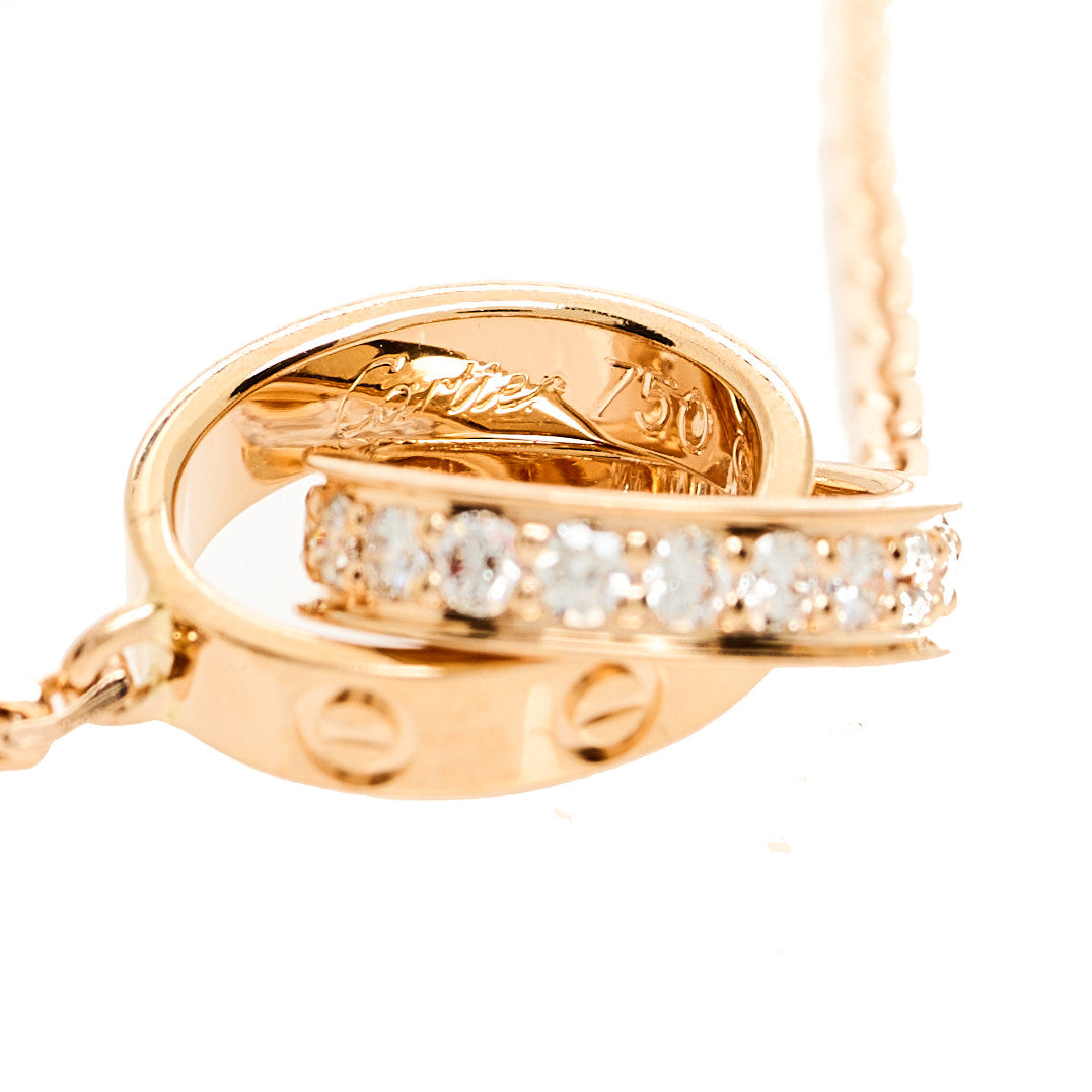 Cartier 18K Pink Gold Diamond Interlocking LOVE Necklace 7 of 8