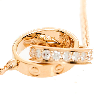 Cartier 18K Pink Gold Diamond Interlocking LOVE Necklace 7 of 8