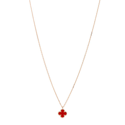 Van Cleef & Arpels 18K Rose Gold Carnelian Sweet Alhambra Pendant Necklace 1 of 5