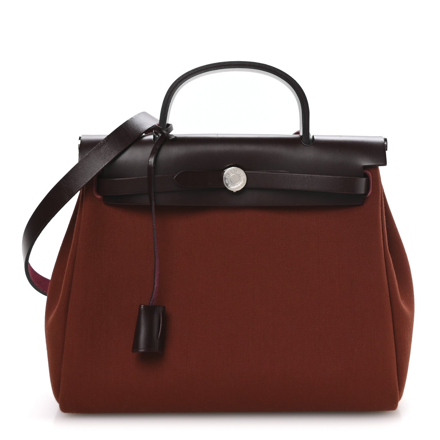Hermes Military Toile Vache Hunter Herbag Zip Retourne 31 PM Rouge H Ebene 1 of 13