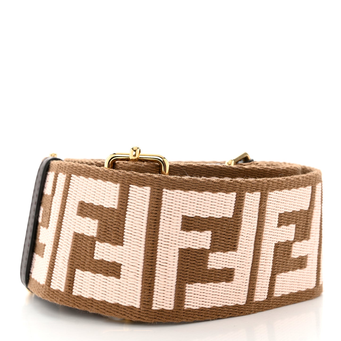 Ribbon Vitello Century FF 1974 Embroidered Adjustable Strap You Fango Rosa Confetto Chocolate