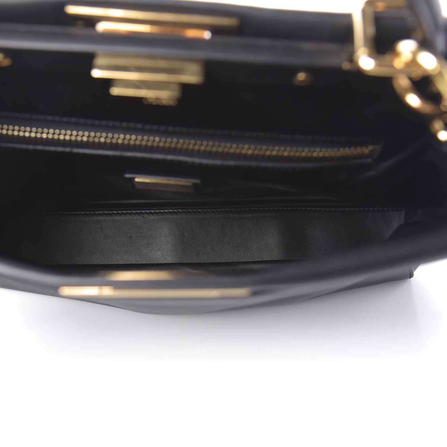 Vitello Morgan Shiny Nappa Medium Peekaboo Iconic Satchel Black