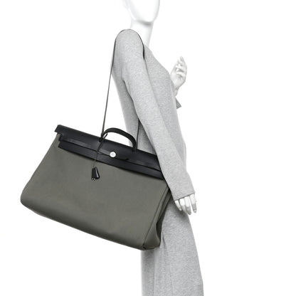 Hermes Military Toile Vache Hunter Herbag Cabine Zip 50 Kaki Black 2 of 11