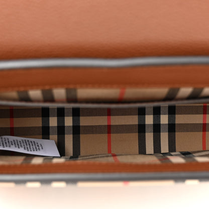 Burberry Calfskin Vintage Check Note Crossbody Bag Tan 5 of 10