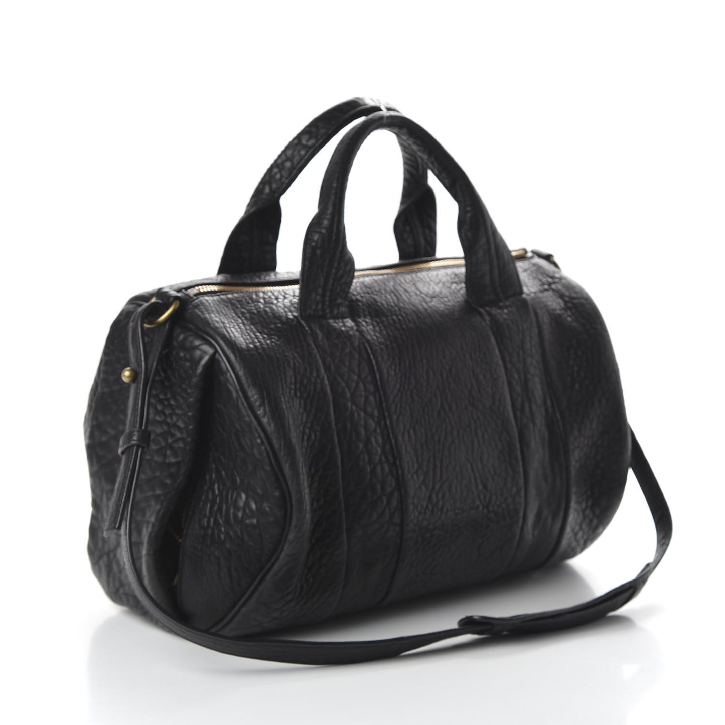 Pebbled Lambskin Rocco Black Antique Brass Hardware
