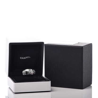 Chanel 18K White Gold Diamond Camelia Band Ring 49 5 6 of 6