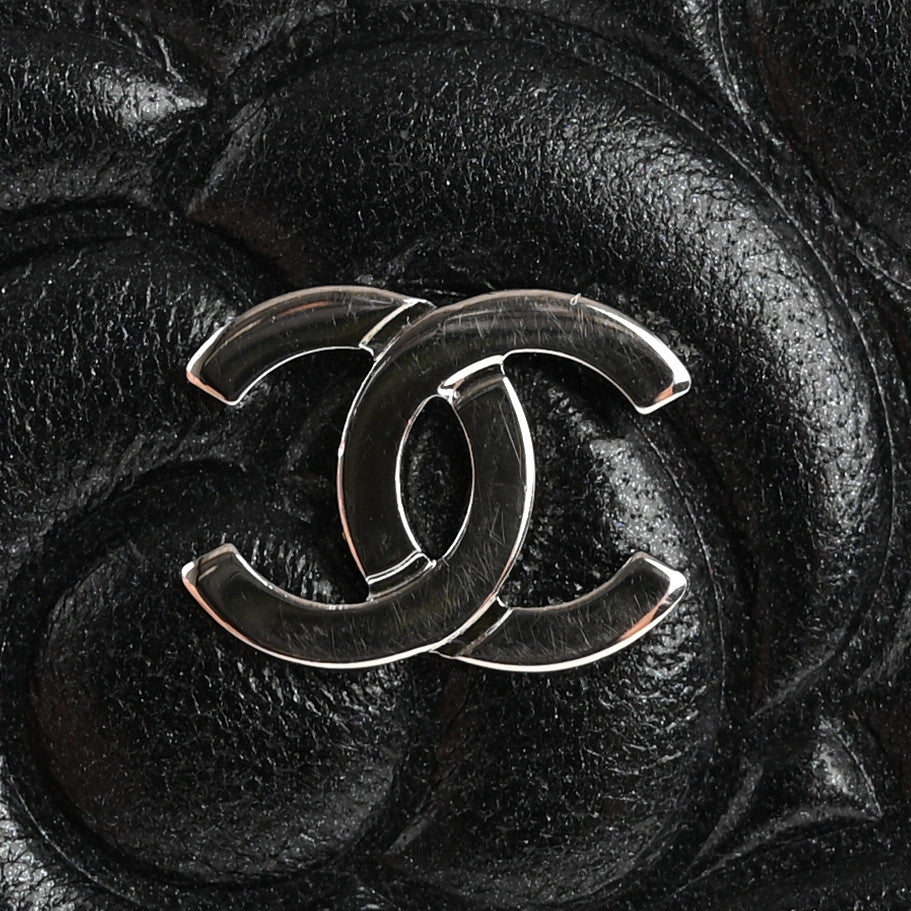 Chanel Lambskin Camellia Embossed Key Holder Case Black 10 of 13