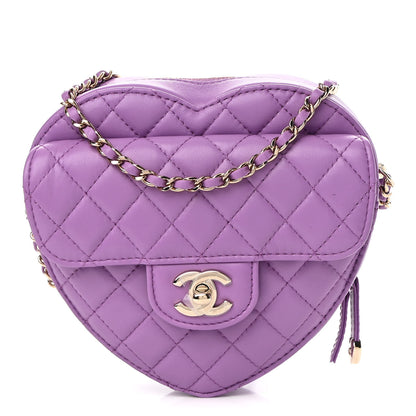 Chanel Lambskin Quilted CC In Love Heart Bag Purple 1 of 9