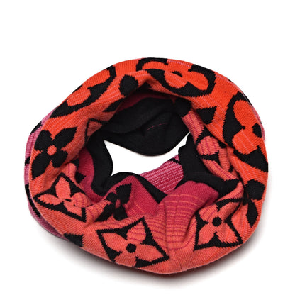 Louis Vuitton Wool Cashmere Monogram Sunset Snood Scarf Black 3 of 5