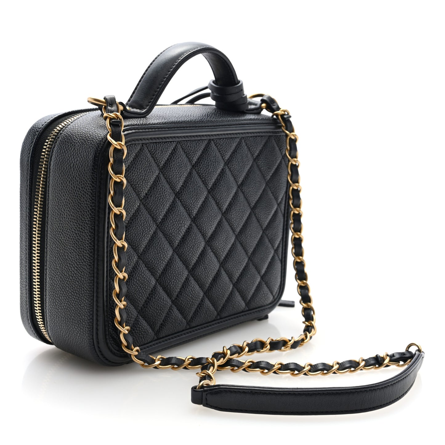 Caviar Quilted Medium CC Filigree Vanity Case Black