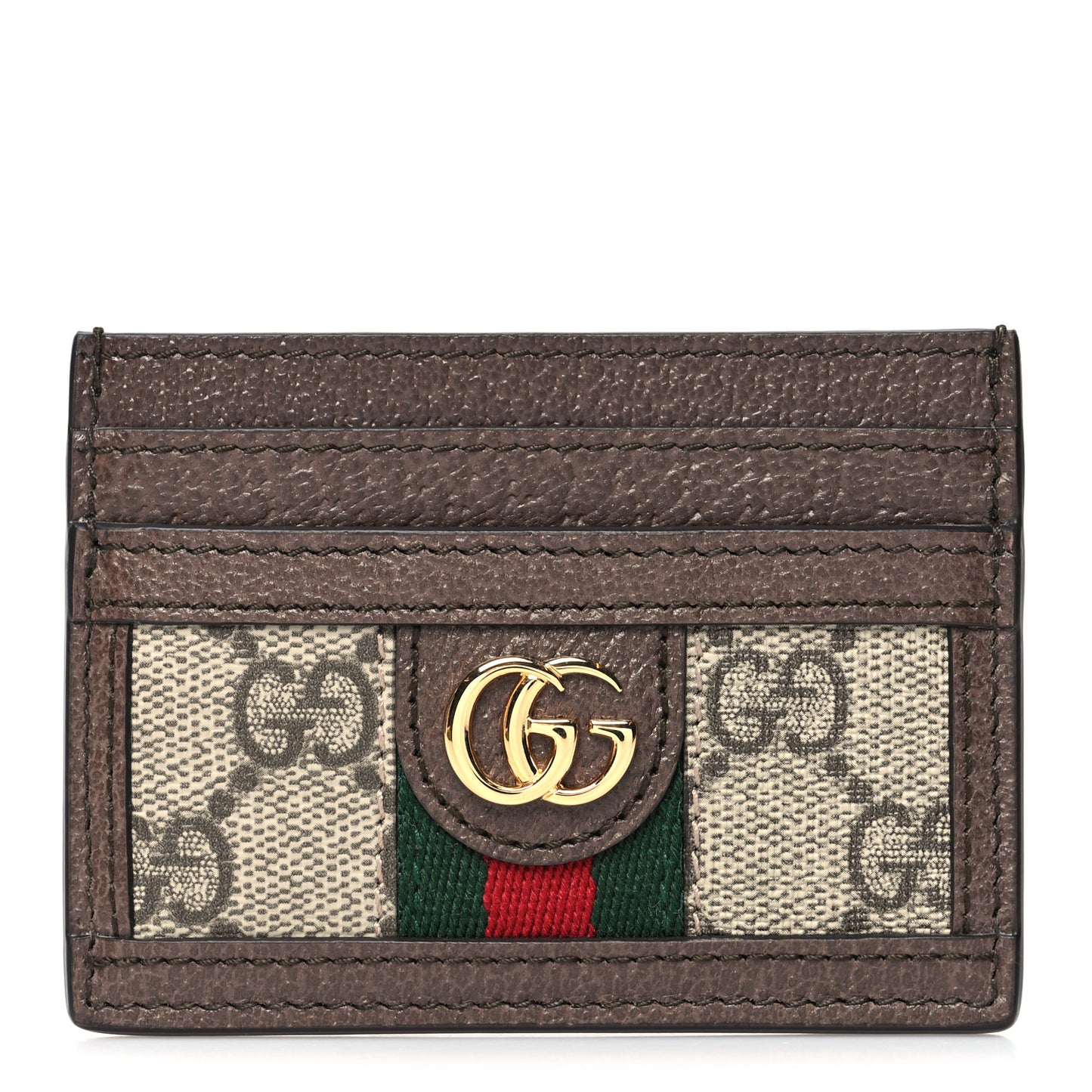 GG Supreme Monogram Ophidia Card Holder Brown