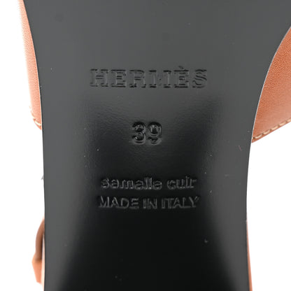 Hermes Calfskin Elbe 60 Sandals 39 Marron Glaise 8 of 9