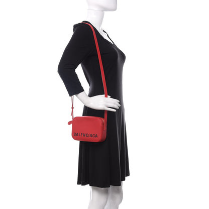 Balenciaga Signature Grained Calfskin Logo XS Ville Camera Bag Rouge Lantern Black 2 of 10