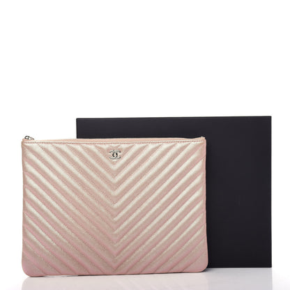 Chanel Iridescent Caviar Chevron Quilted Medium Cosmetic Case Light Gold 8 of 8
