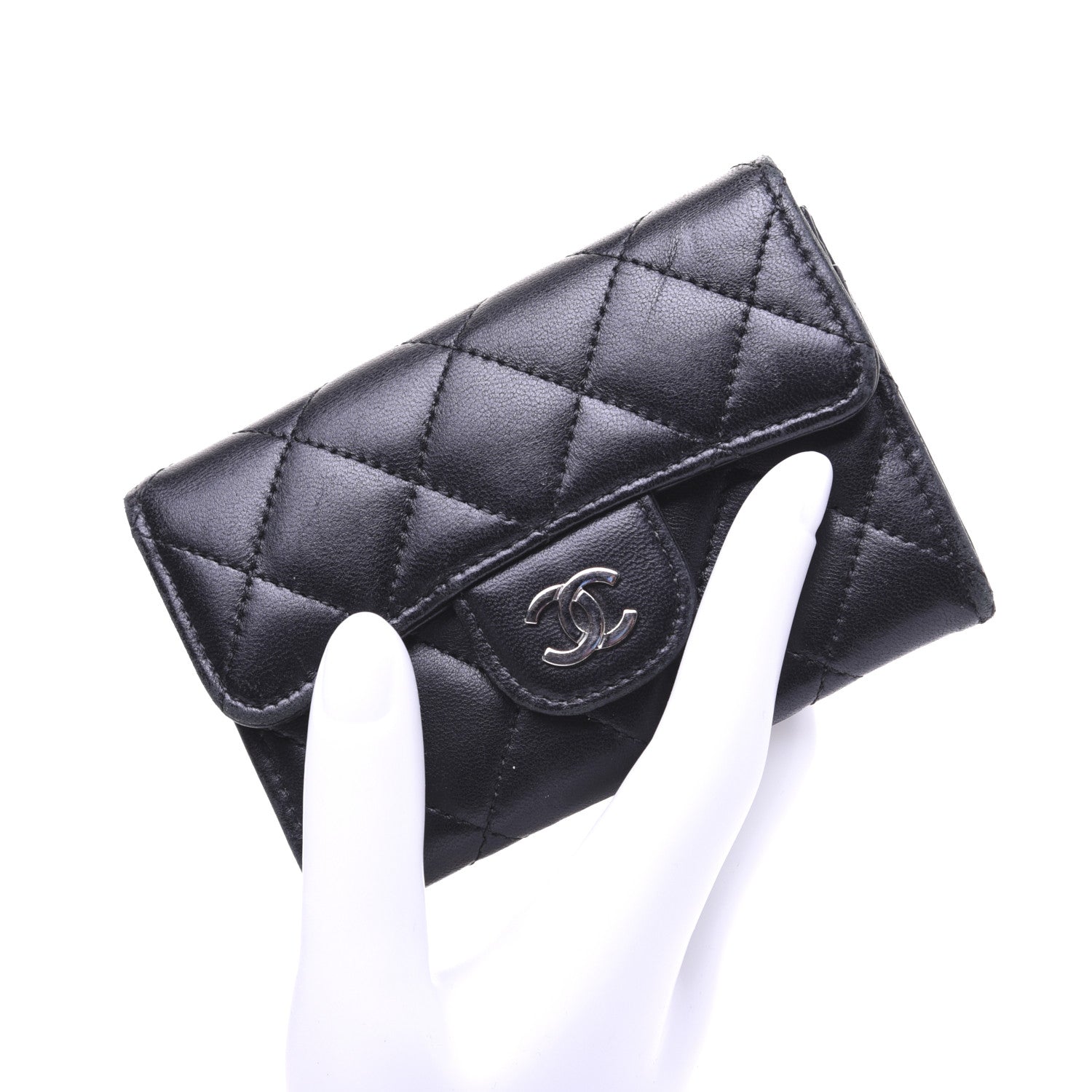 Chanel Lambskin Quilted Flap Card Holder Black 2 of 10