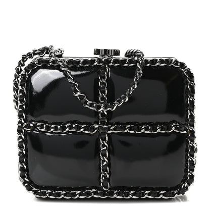 Chanel Patent Minaudiere Chain Clutch Black 1 of 8