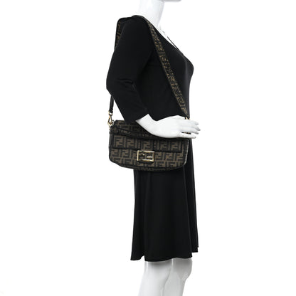Fendi Fabric Jacquard FF 1974 Medium Baguette Tobacco Moro Black 2 of 9