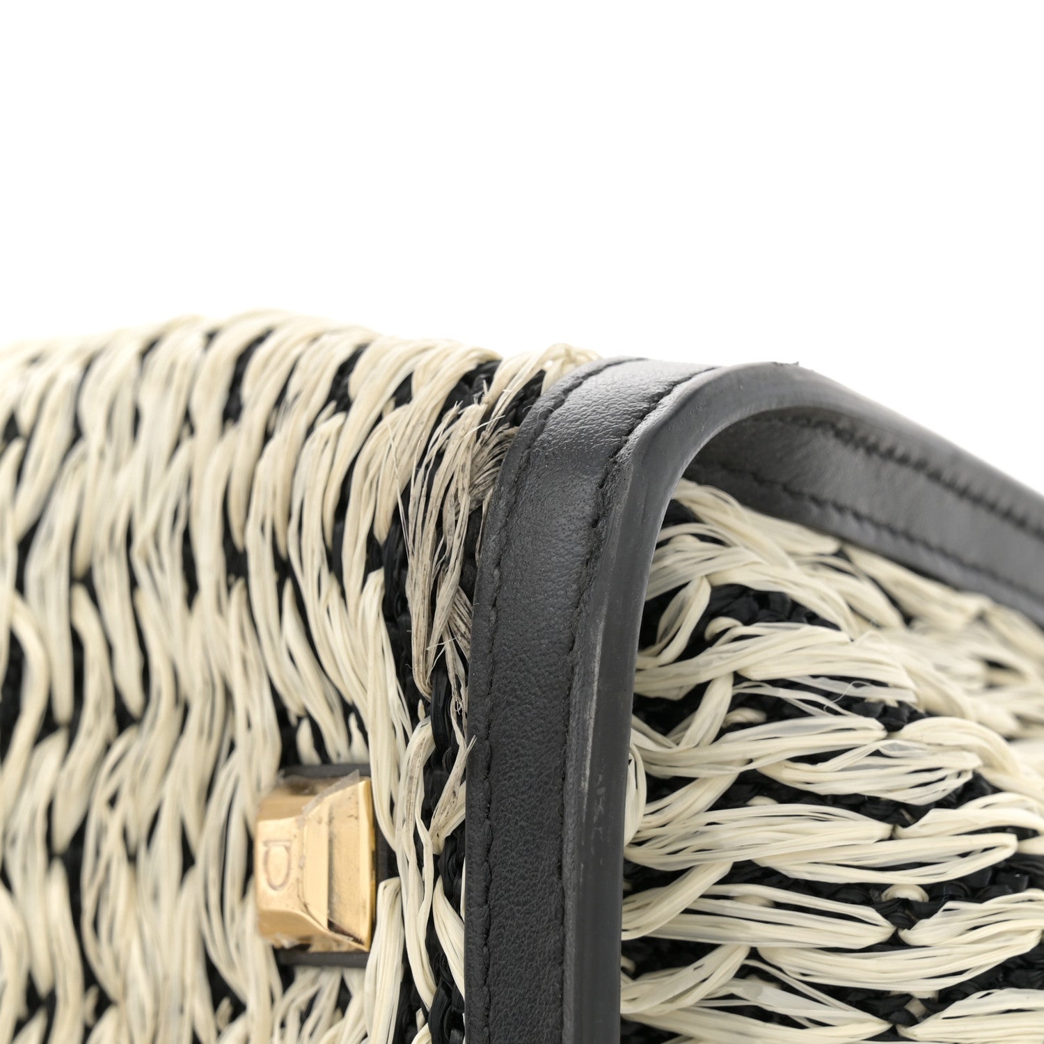 Salvatore Ferragamo Raffia Large Studio Bag Black White 10 of 11