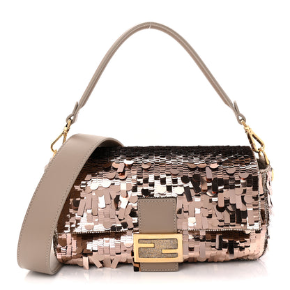 Fendi Sequin Paillettes Vitello Grace Sex and the City Baguette Tortora 1 of 10