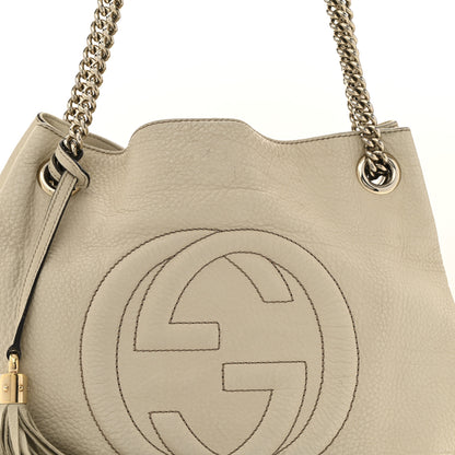 Gucci Pebbled Calfskin Medium Soho Chain Shoulder Bag Off White 8 of 17
