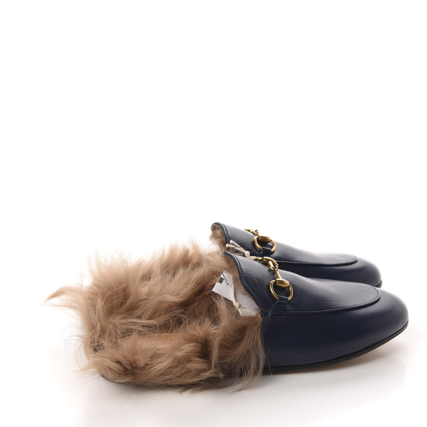 Malaga Kid Fur Womens Princetown Slippers 36.5 Blue Agata