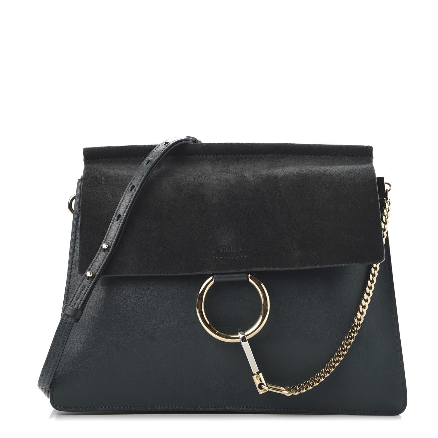Chloe Suede Calfskin Medium Faye Shoulder Bag Intense Green 1 of 9