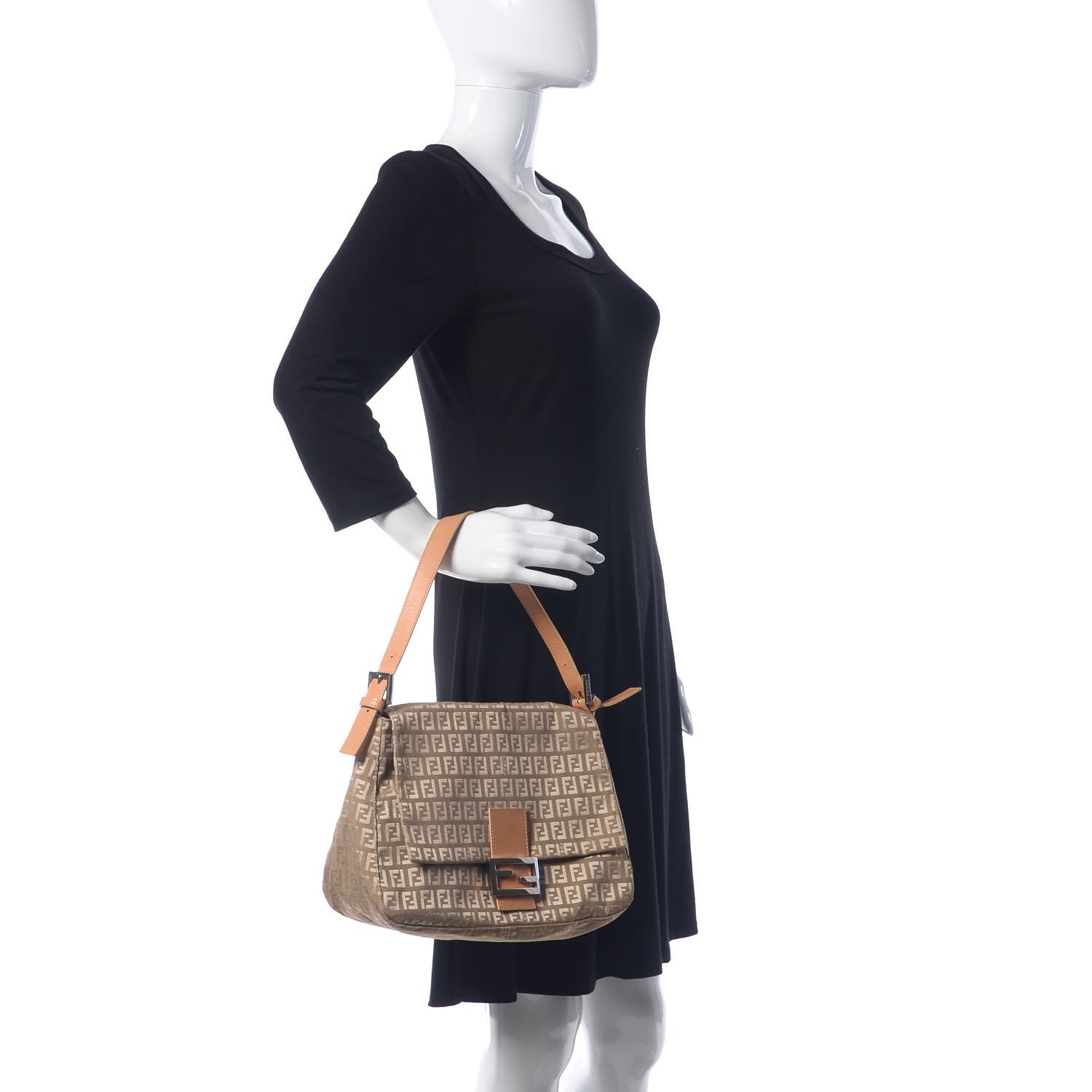 Fendi Zucchino Vitello Mama Baguette Beige Tortora 2 of 9